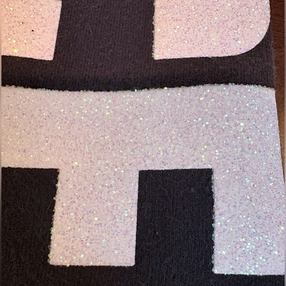 Justice Soccer Leggings, Black with Glitter Decal and Peach Waistband, Size 12 - Picture 5 of 5